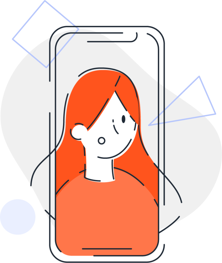 Ilustración de una mujer en un celular